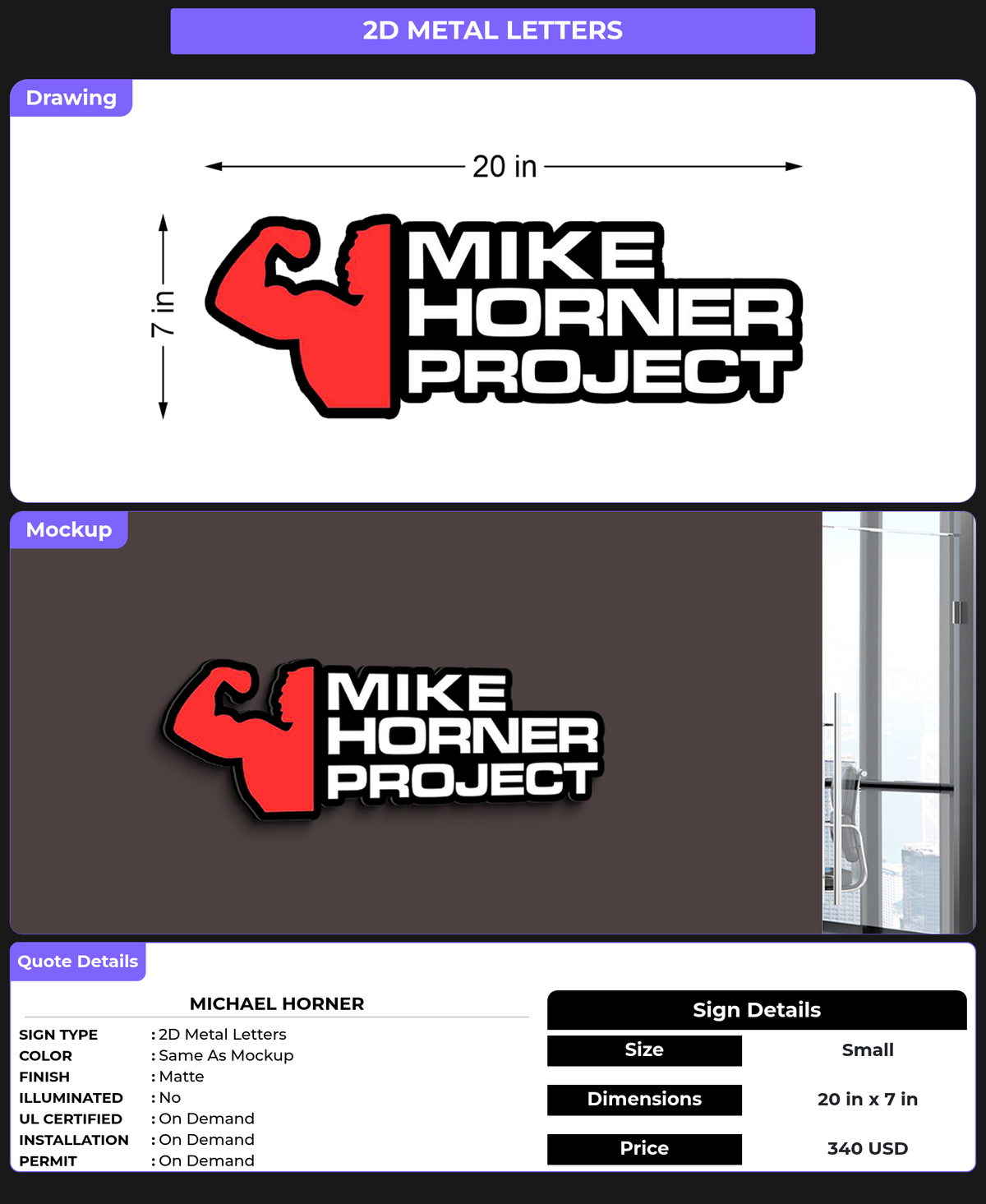 CUSTOM MOCKUP SIGN FOR Michael Horner