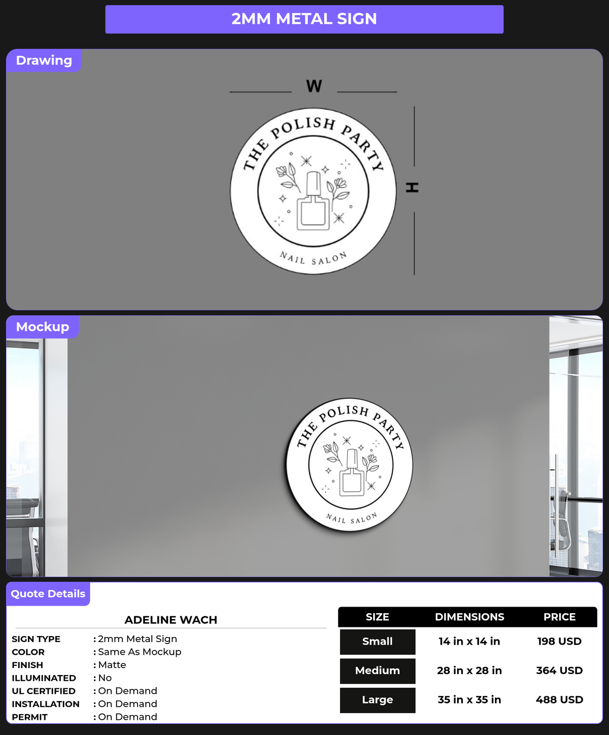 CUSTOM MOCKUP SIGN FOR Adeline Wach