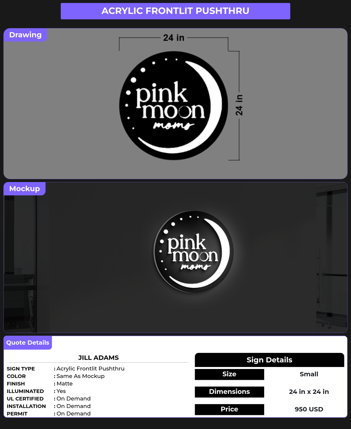 CUSTOM MOCKUP SIGN FOR Jill Adams