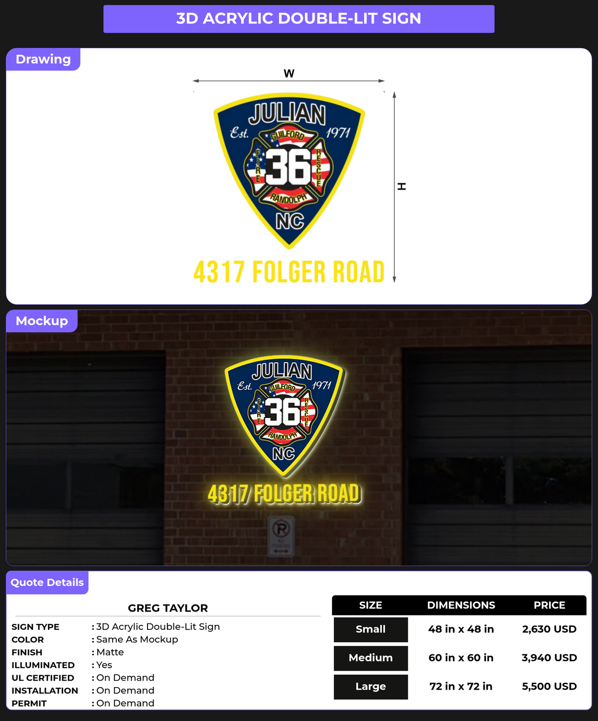 CUSTOM MOCKUP SIGN FOR Greg Taylor