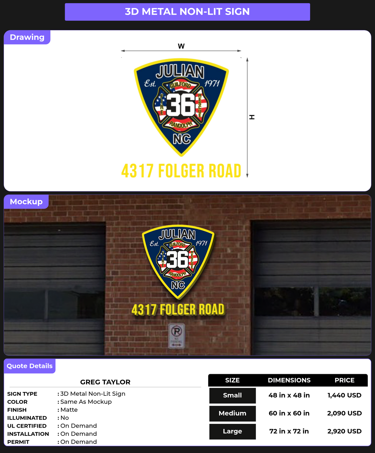 CUSTOM MOCKUP SIGN FOR Greg Taylor