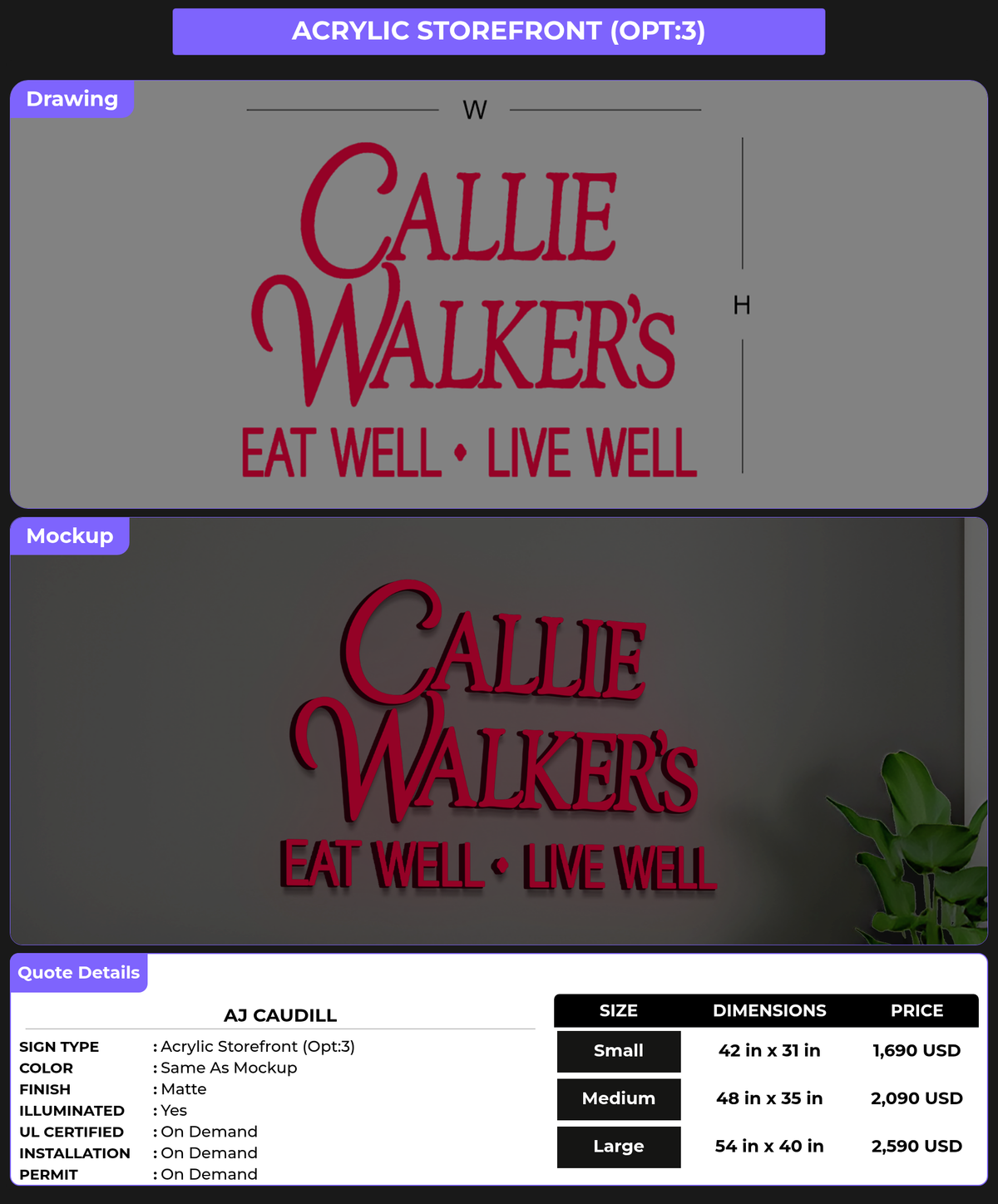 CUSTOM MOCKUP SIGN FOR AJ Caudill