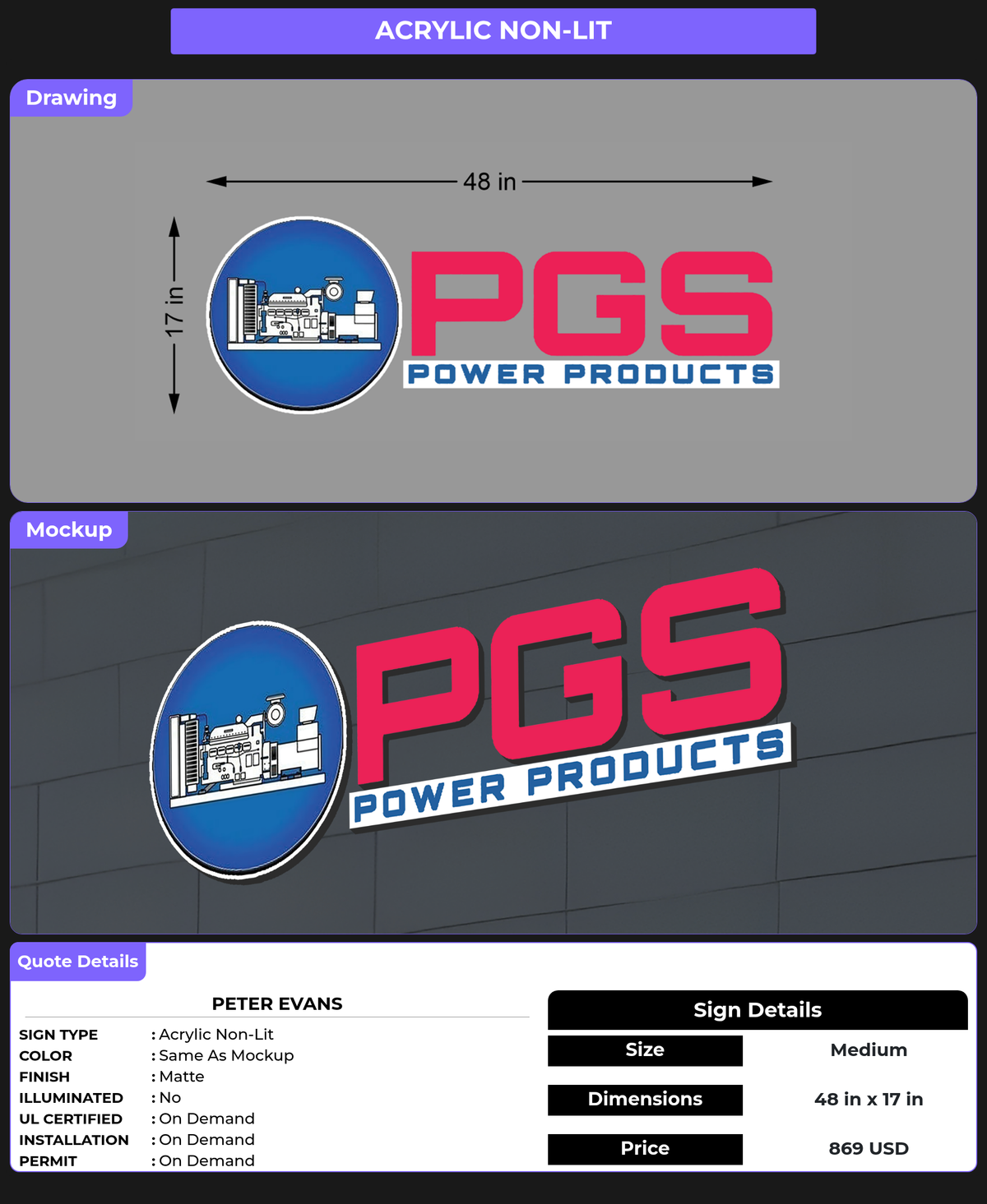 CUSTOM MOCKUP SIGN FOR Peter Evans