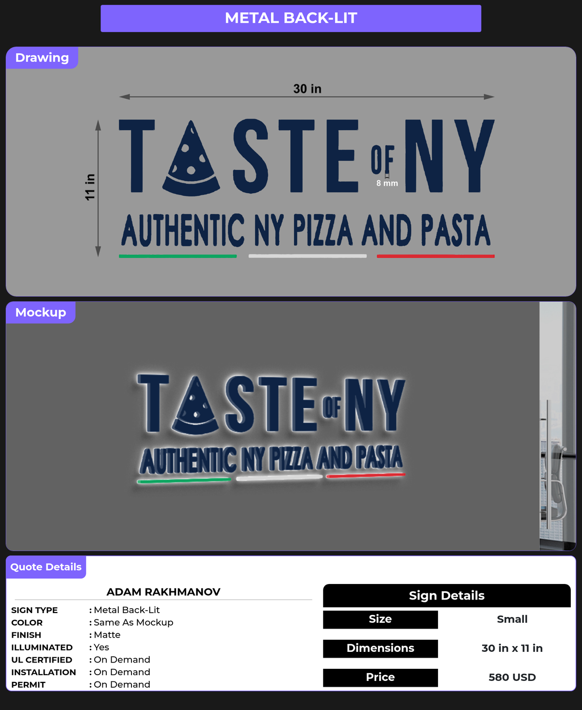 CUSTOM MOCKUP SIGN FOR Adam Rakhmanov