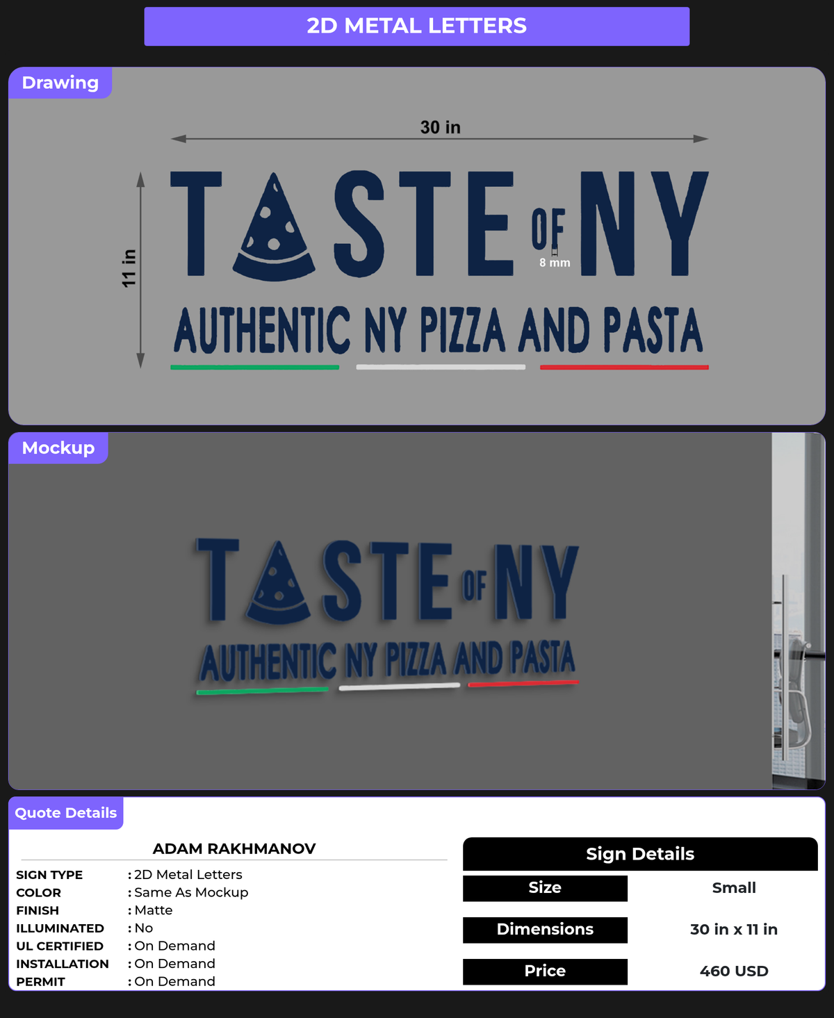 CUSTOM MOCKUP SIGN FOR Adam Rakhmanov