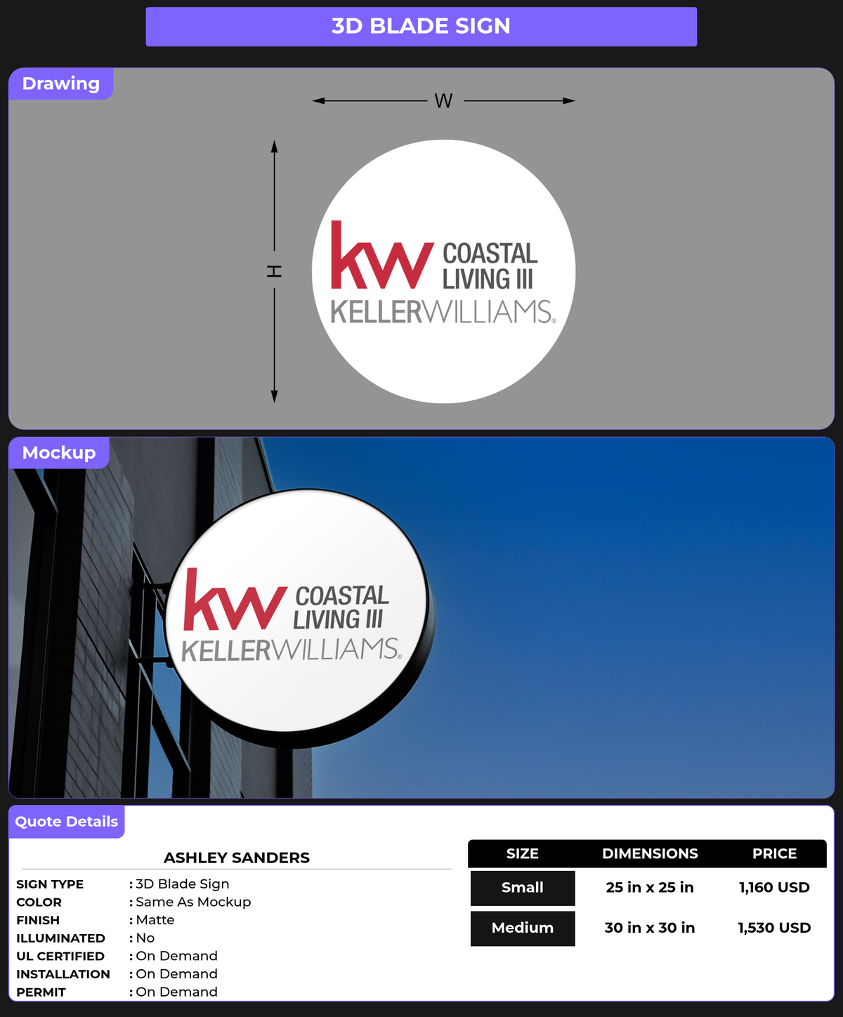 CUSTOM MOCKUP SIGN FOR Ashley Sanders