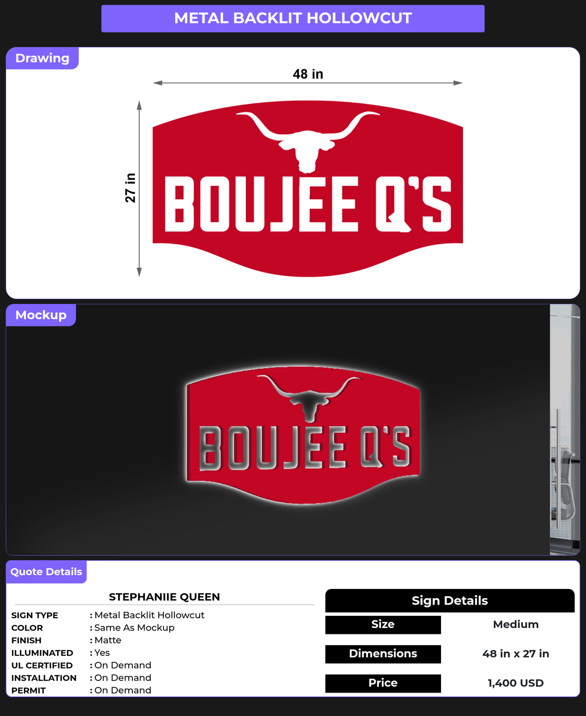 CUSTOM MOCKUP SIGN FOR Stephaniie Queen