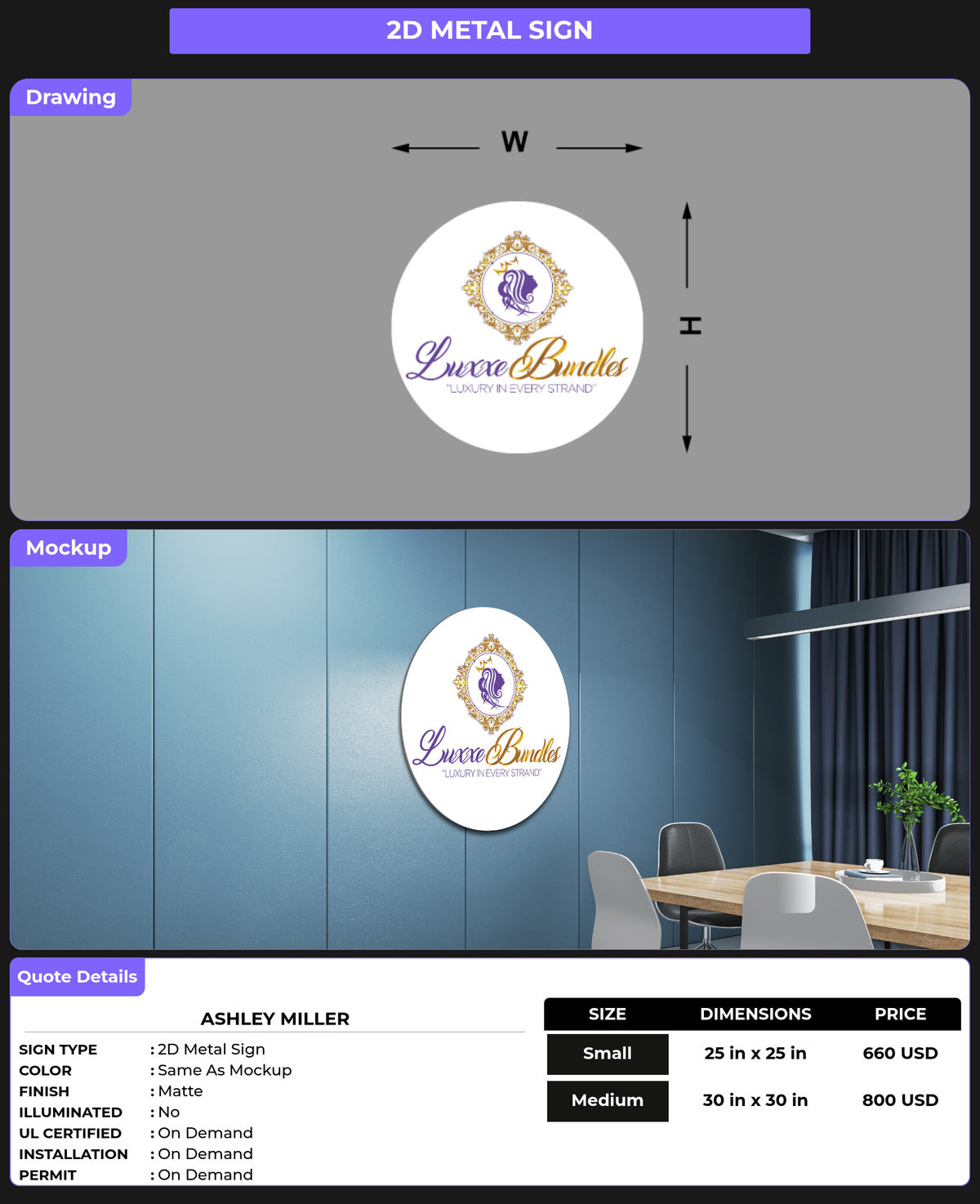 CUSTOM MOCKUP SIGN FOR Ashley Miller