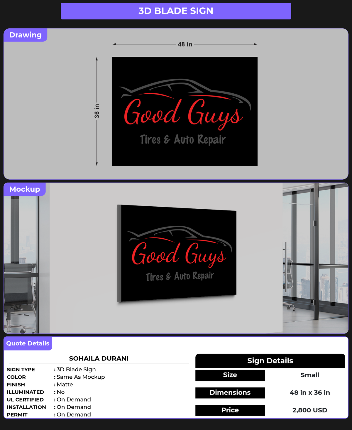 CUSTOM MOCKUP SIGN FOR Sohaila Durani