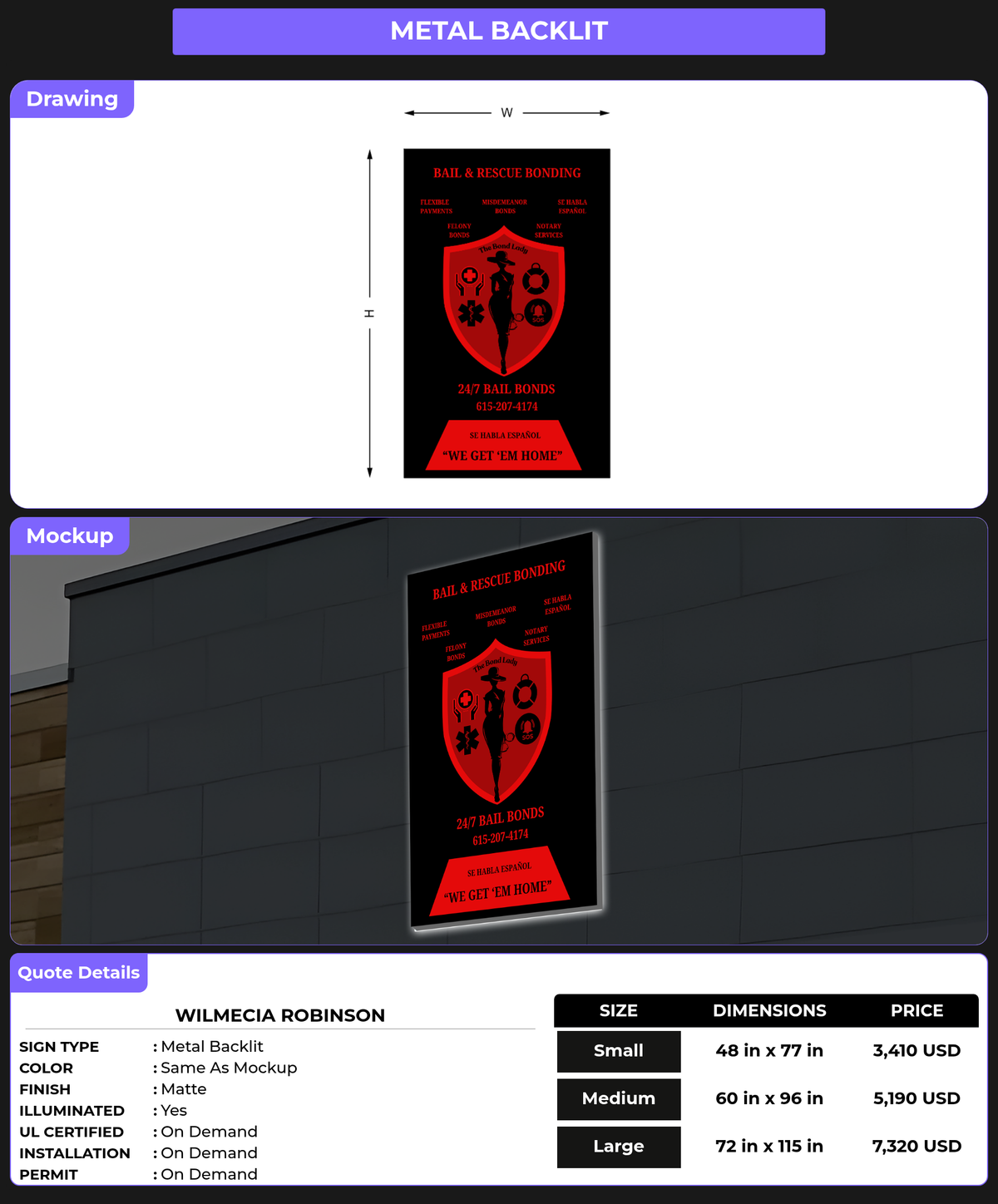 CUSTOM MOCKUP SIGN FOR Wilmecia Robinson