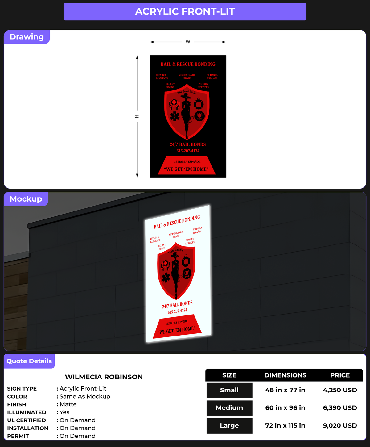 CUSTOM MOCKUP SIGN FOR Wilmecia Robinson