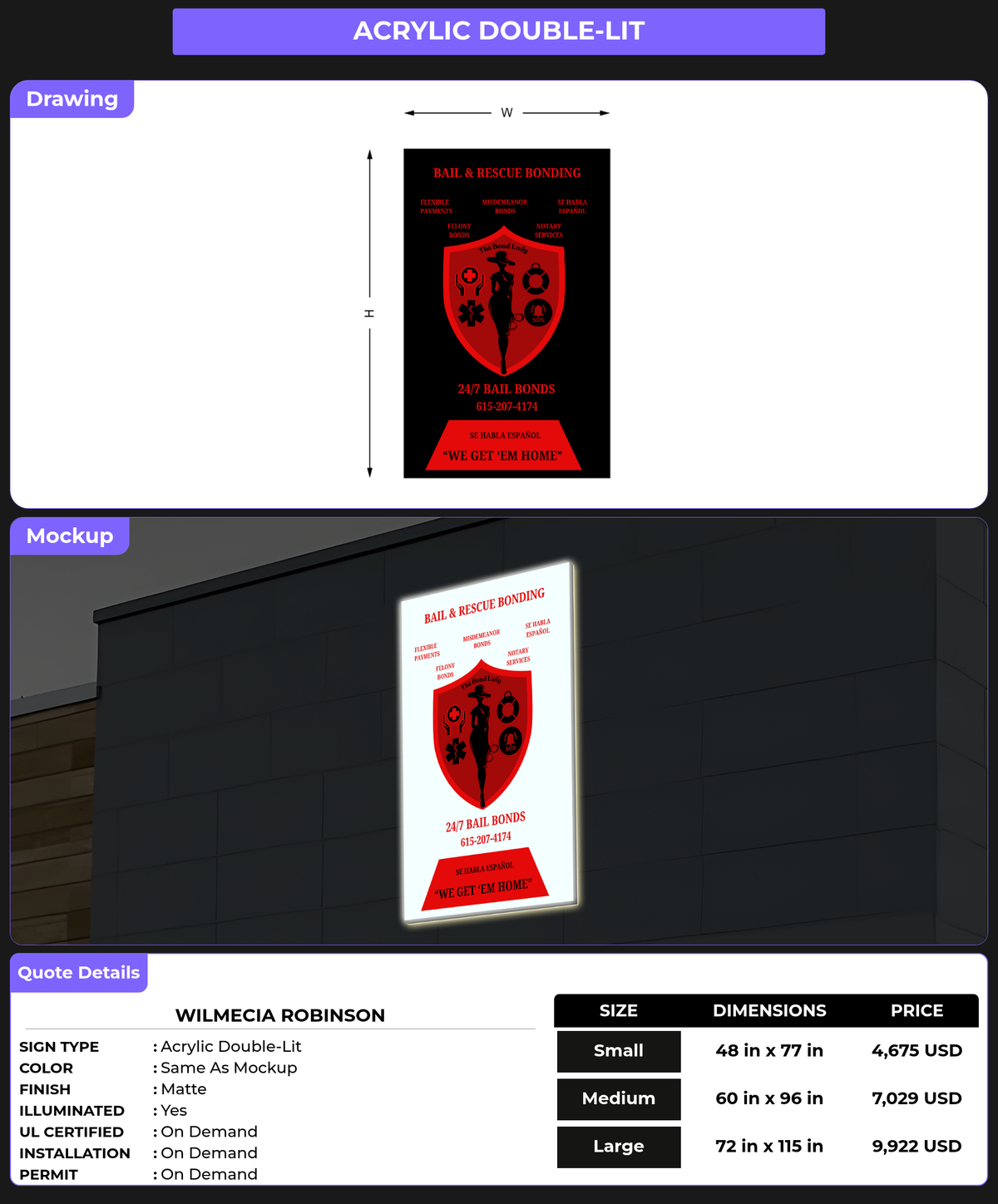 CUSTOM MOCKUP SIGN FOR Wilmecia Robinson