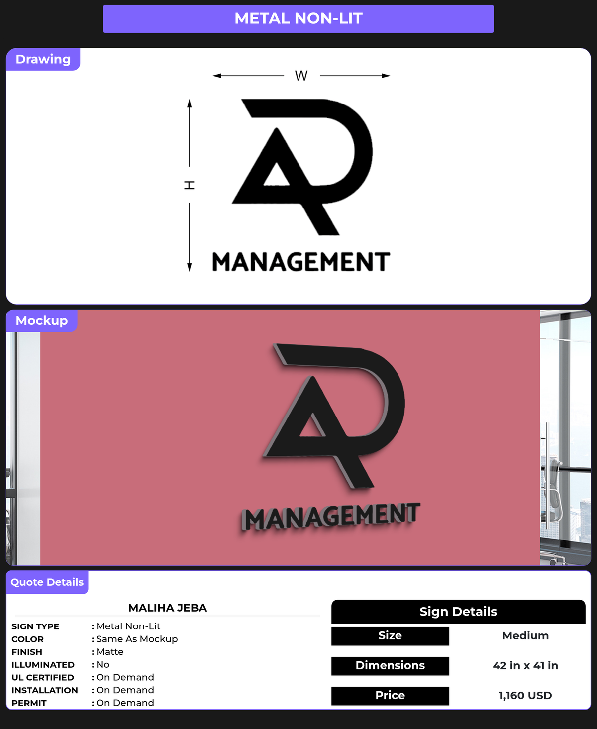 CUSTOM MOCKUP SIGN FOR Maliha Jeba