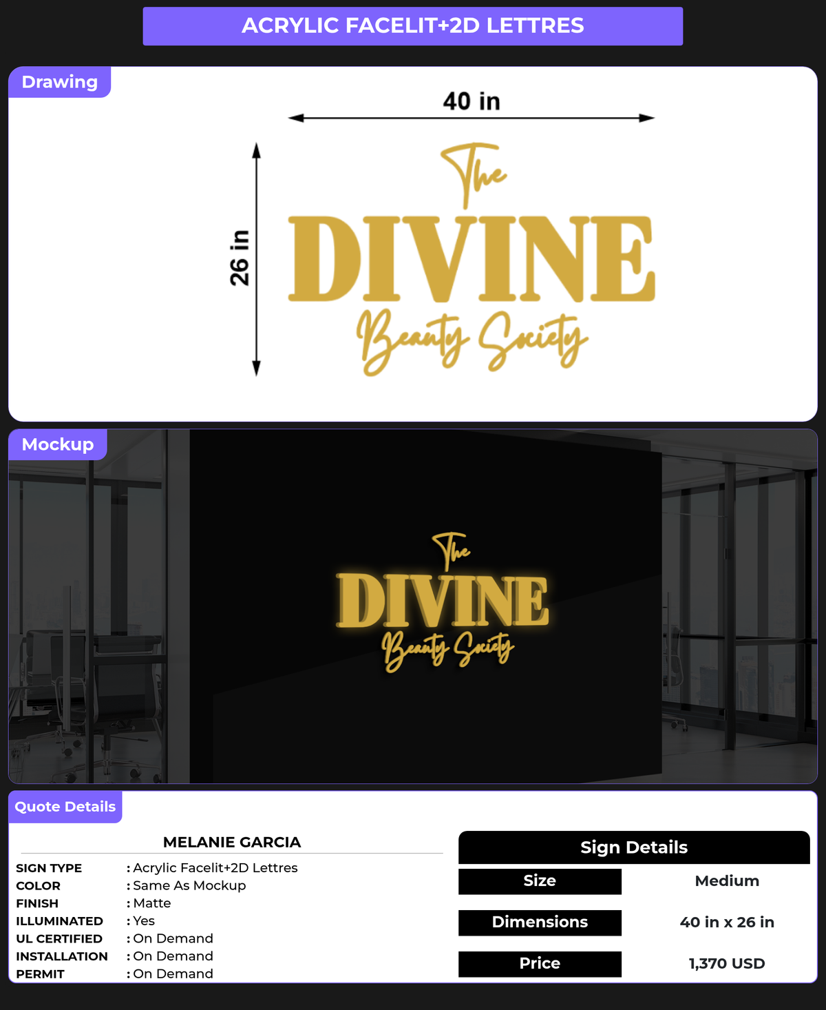 CUSTOM MOCKUP SIGN FOR Melanie Garcia