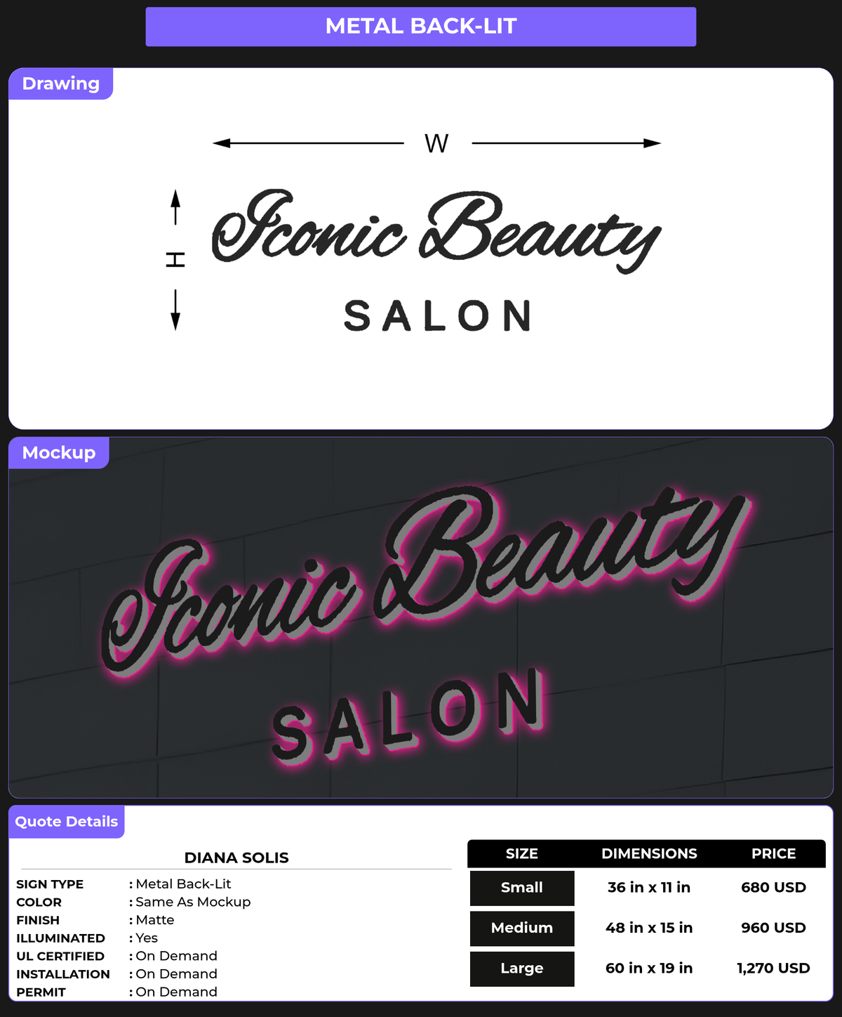 CUSTOM MOCKUP SIGN FOR diana solis