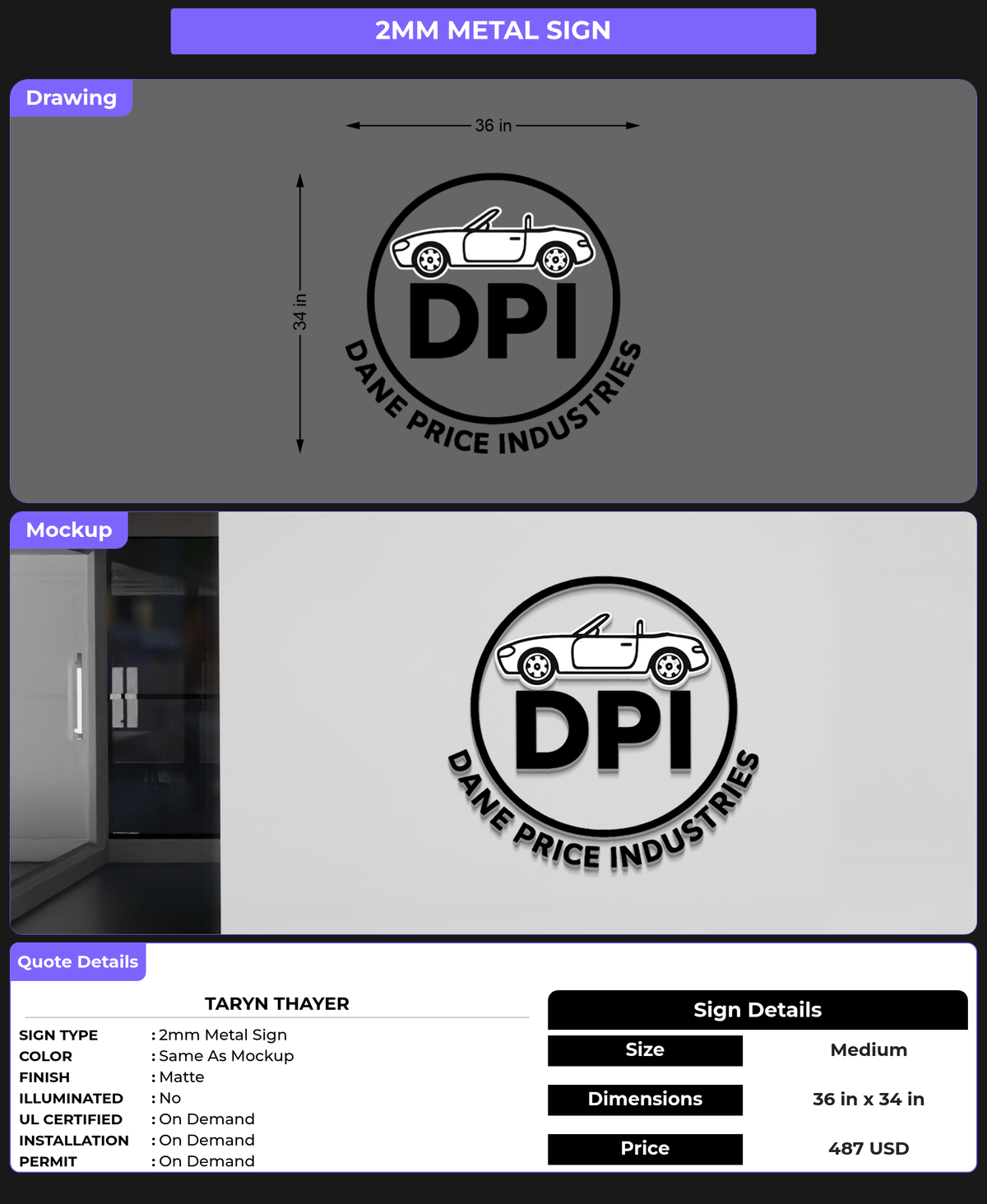CUSTOM MOCKUP SIGN FOR Taryn Thayer