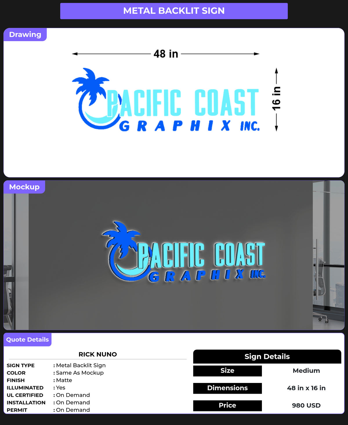 CUSTOM MOCKUP SIGN FOR Rick Nuno