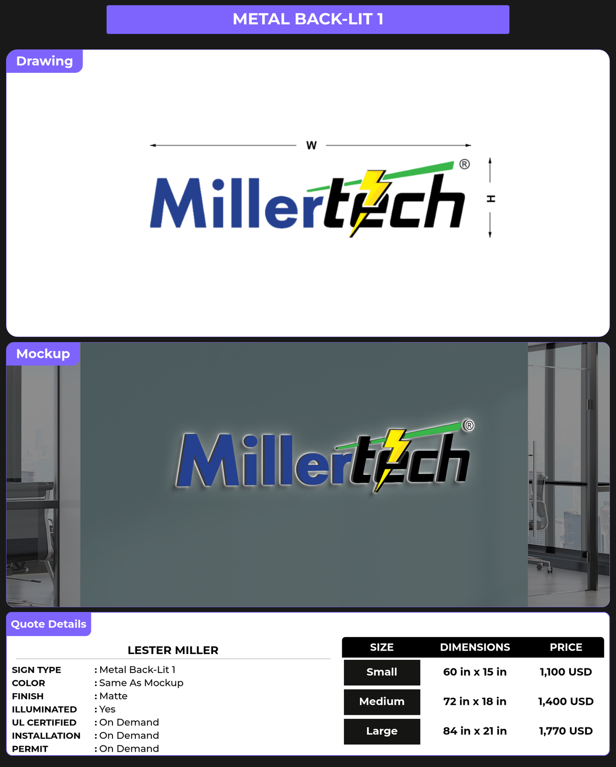 CUSTOM MOCKUP SIGN FOR Lester Miller