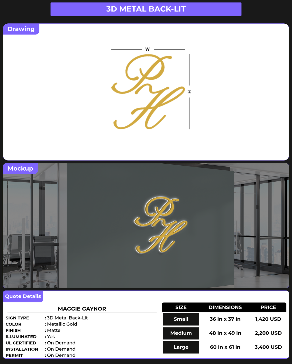 CUSTOM MOCKUP SIGN FOR Maggie Gaynor