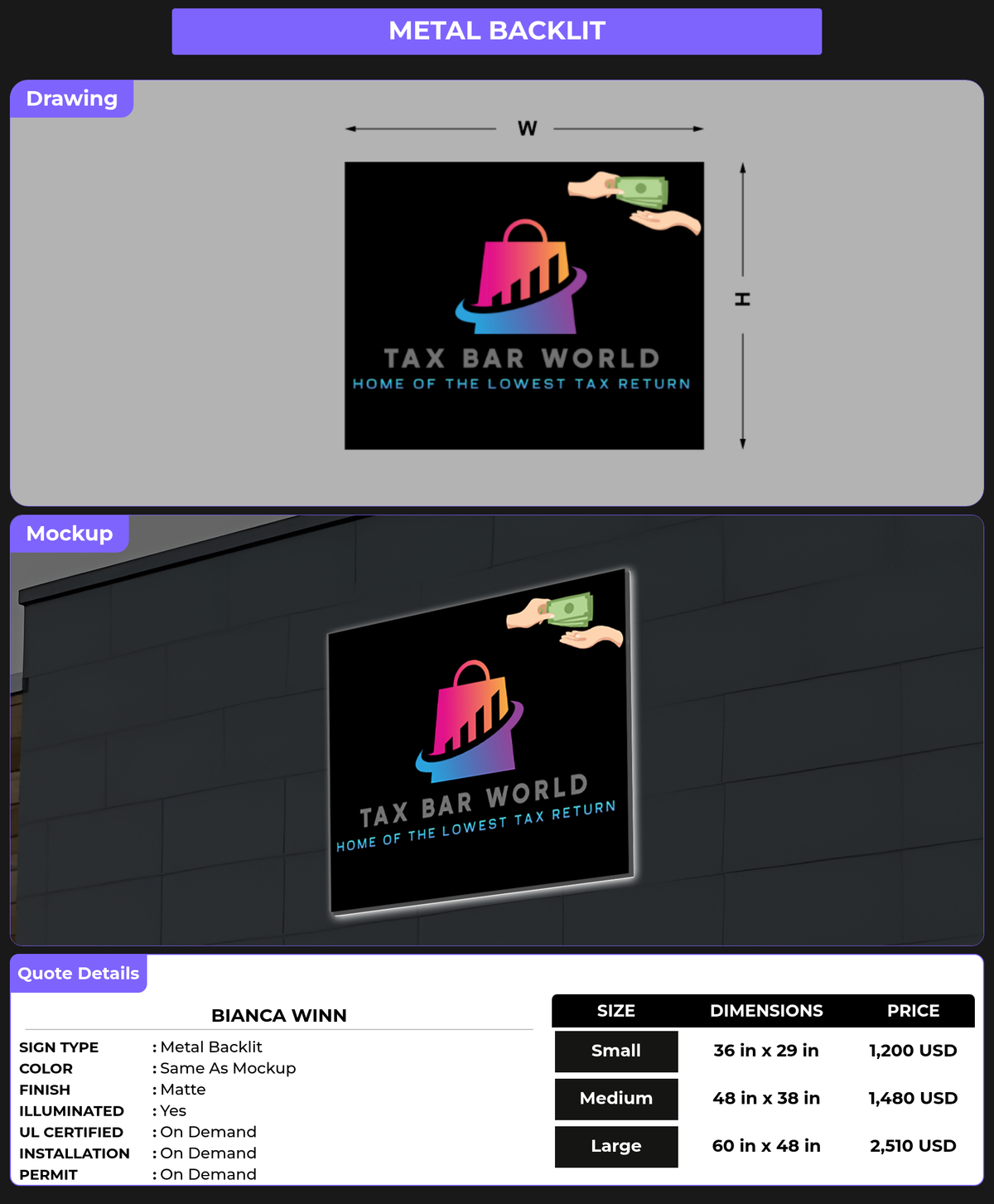 CUSTOM MOCKUP SIGN FOR Bianca Winn