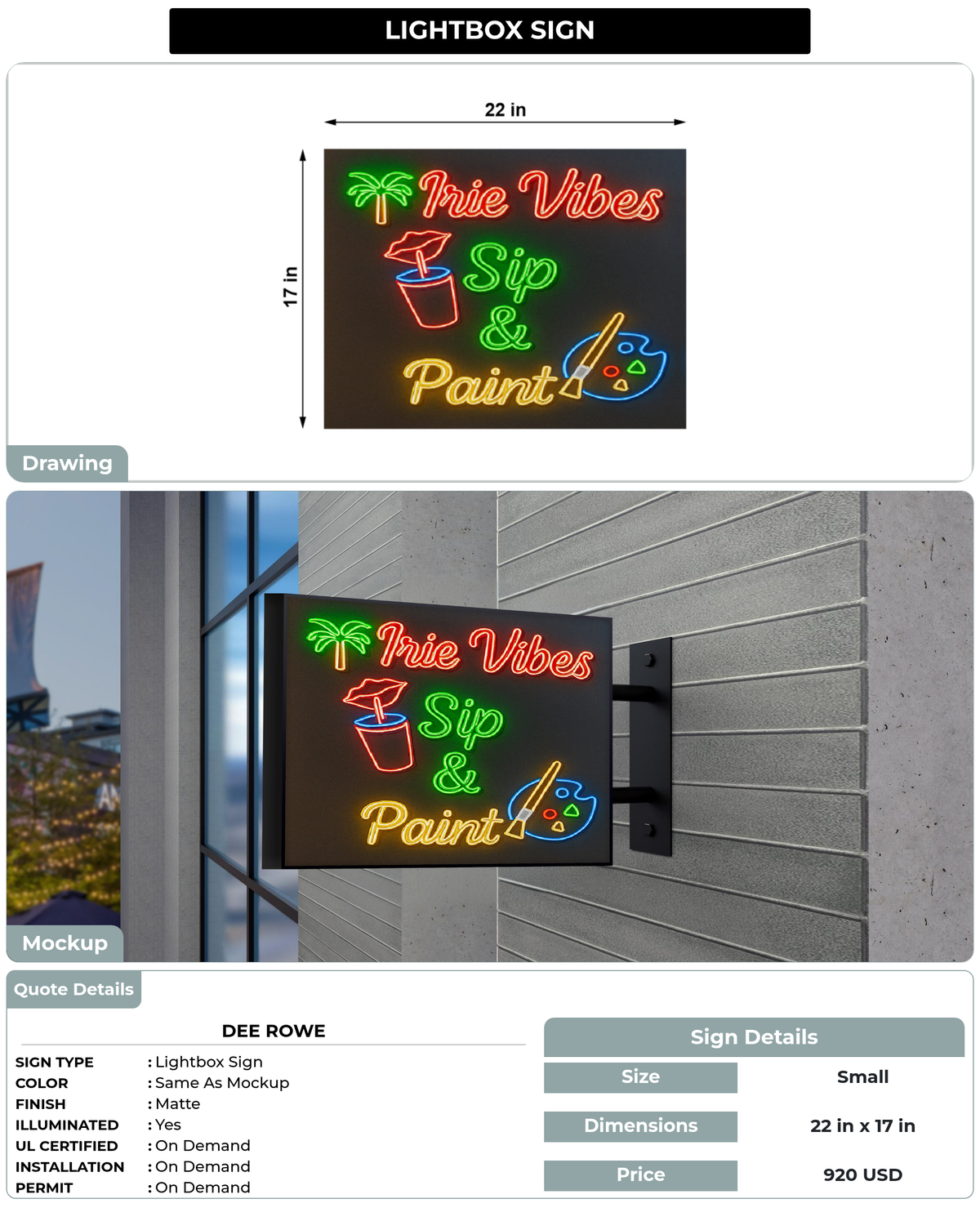 CUSTOM MOCKUP SIGN FOR Dee Rowe