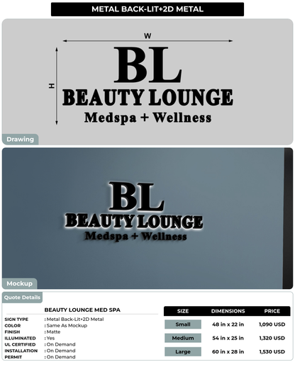 CUSTOM MOCKUP SIGN FOR Beauty Lounge Med Spa
