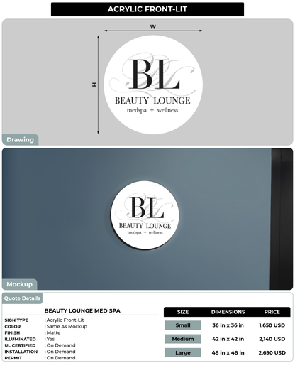 CUSTOM MOCKUP SIGN FOR Beauty Lounge Med Spa