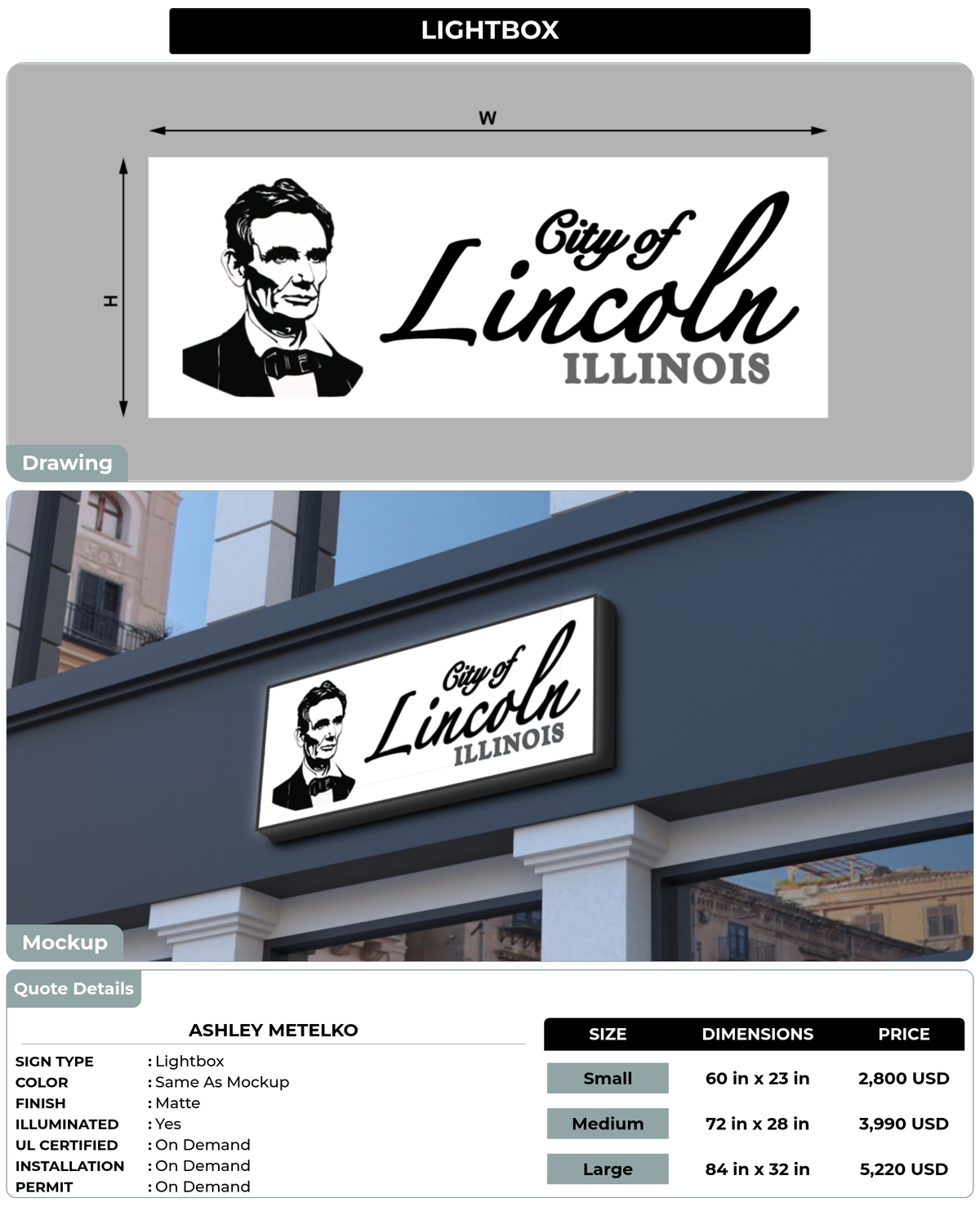CUSTOM MOCKUP SIGN FOR Ashley Metelko