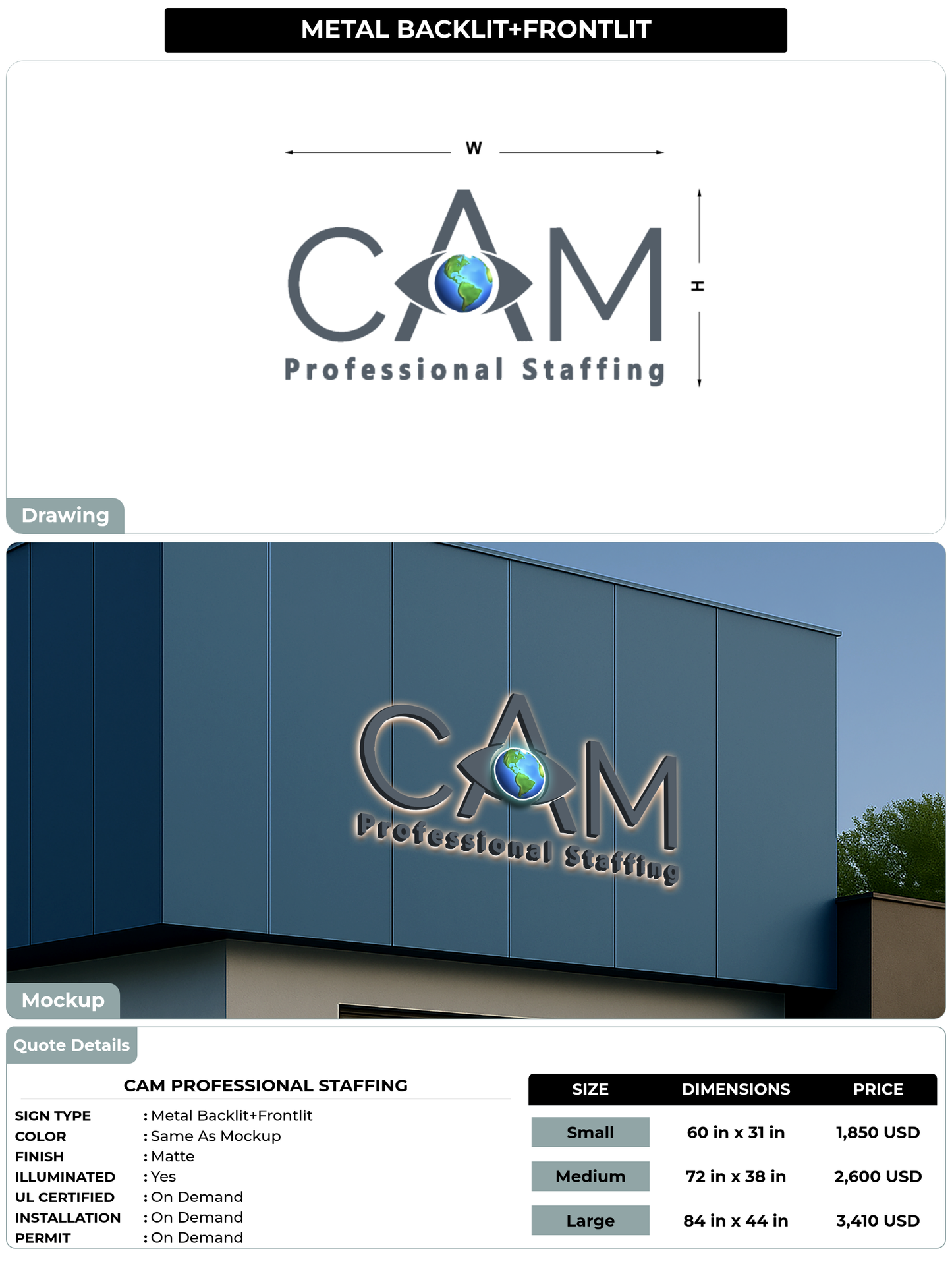 CUSTOM MOCKUP SIGN FOR CAM Professional Staffing