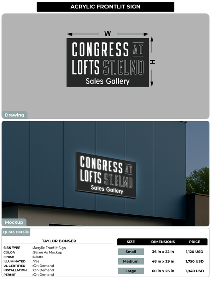 CUSTOM MOCKUP SIGN FOR Taylor Bonser