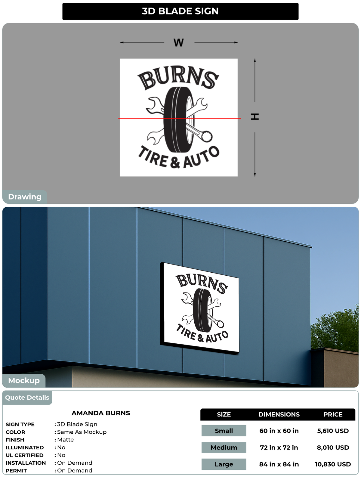 CUSTOM MOCKUP SIGN FOR Amanda Burns