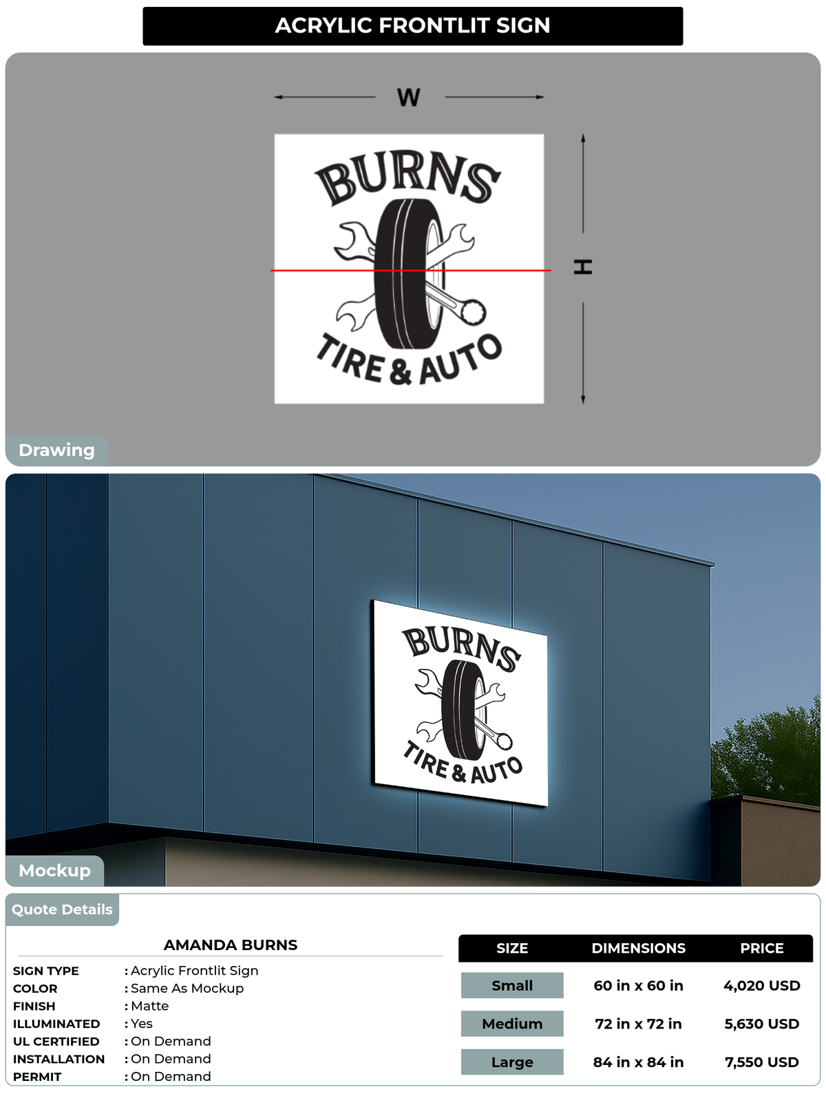 CUSTOM MOCKUP SIGN FOR Amanda Burns