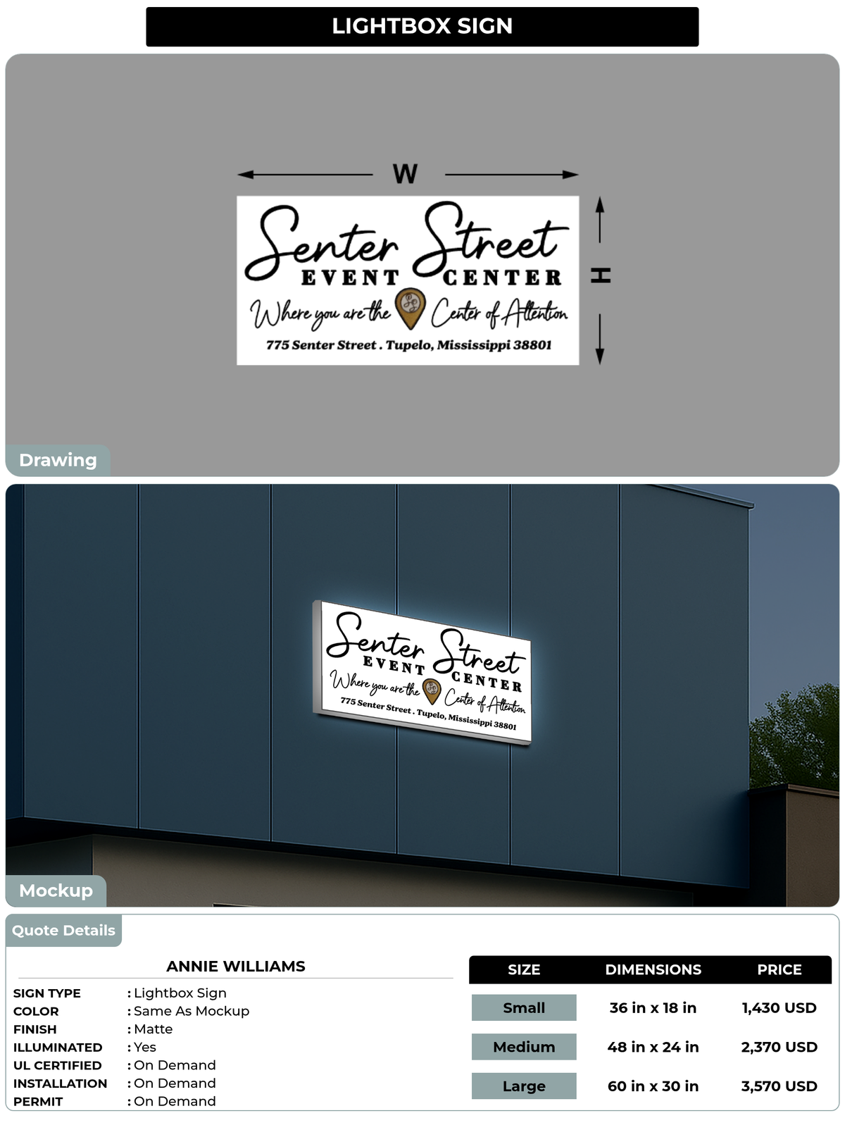 CUSTOM MOCKUP SIGN FOR Annie Williams