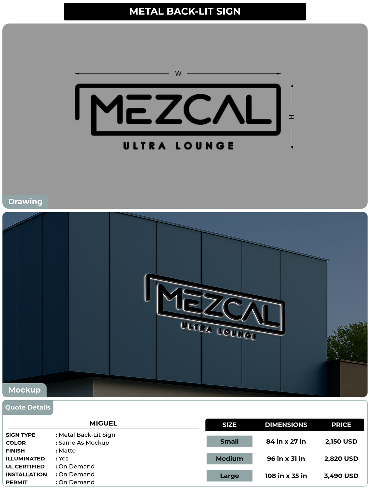 CUSTOM MOCKUP SIGN FOR Miguel