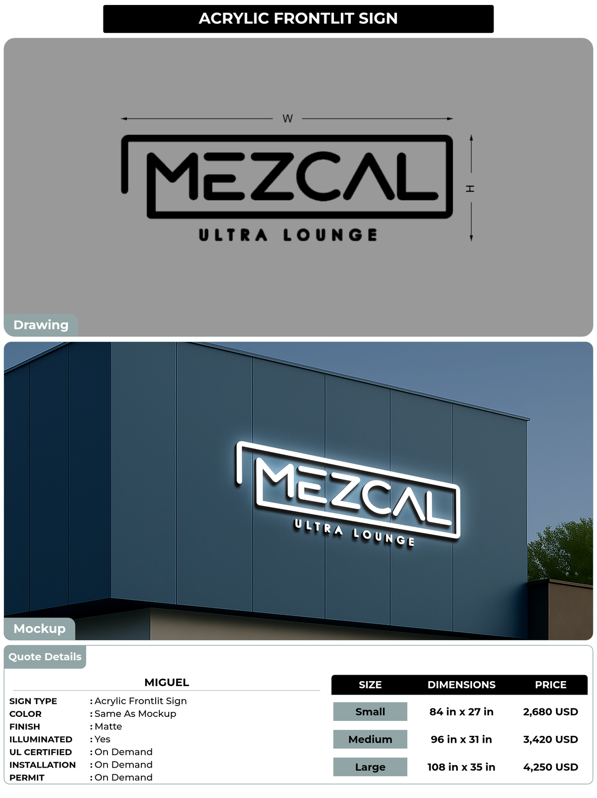 CUSTOM MOCKUP SIGN FOR Miguel