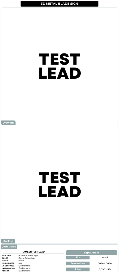 CUSTOM MOCKUP SIGN FOR Rameen Test Lead