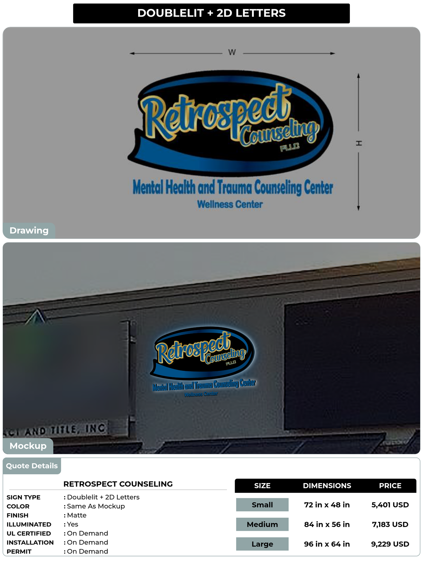 CUSTOM MOCKUP SIGN FOR Retrospect Counseling