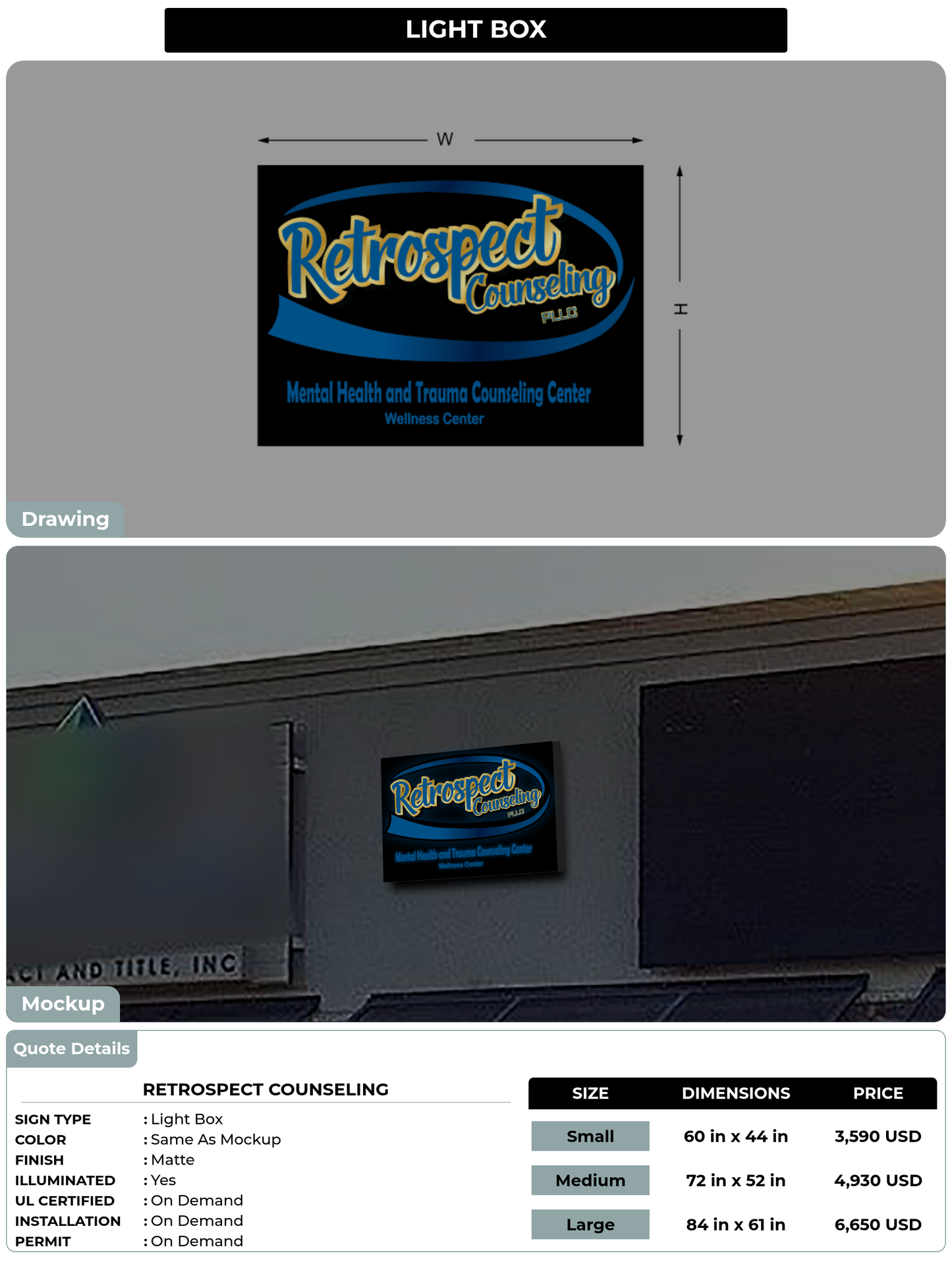 CUSTOM MOCKUP SIGN FOR Retrospect Counseling