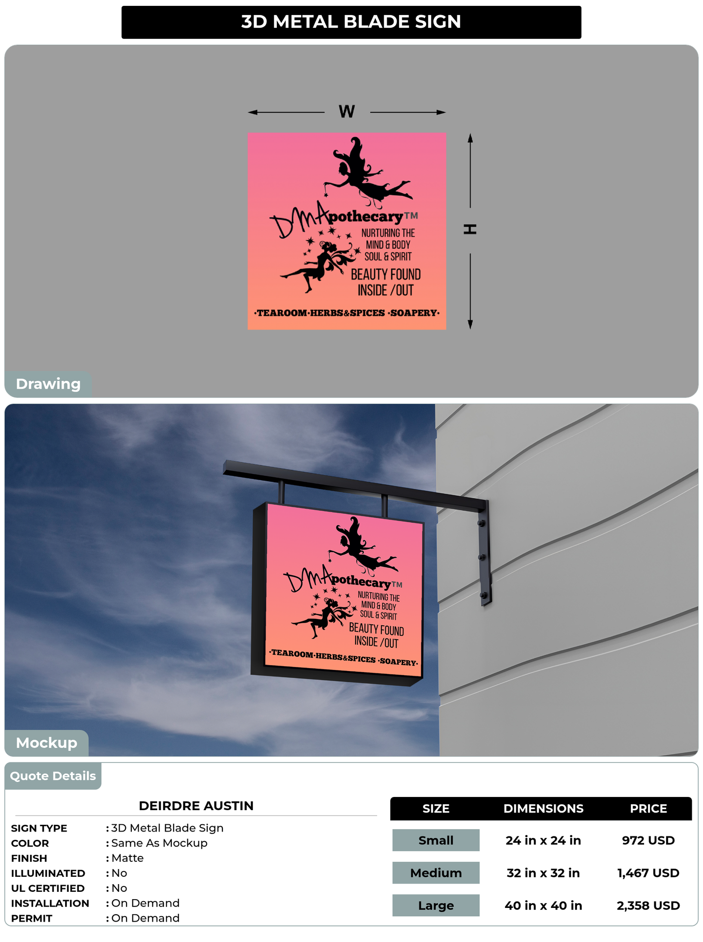 CUSTOM MOCKUP SIGN FOR Deirdre Austin