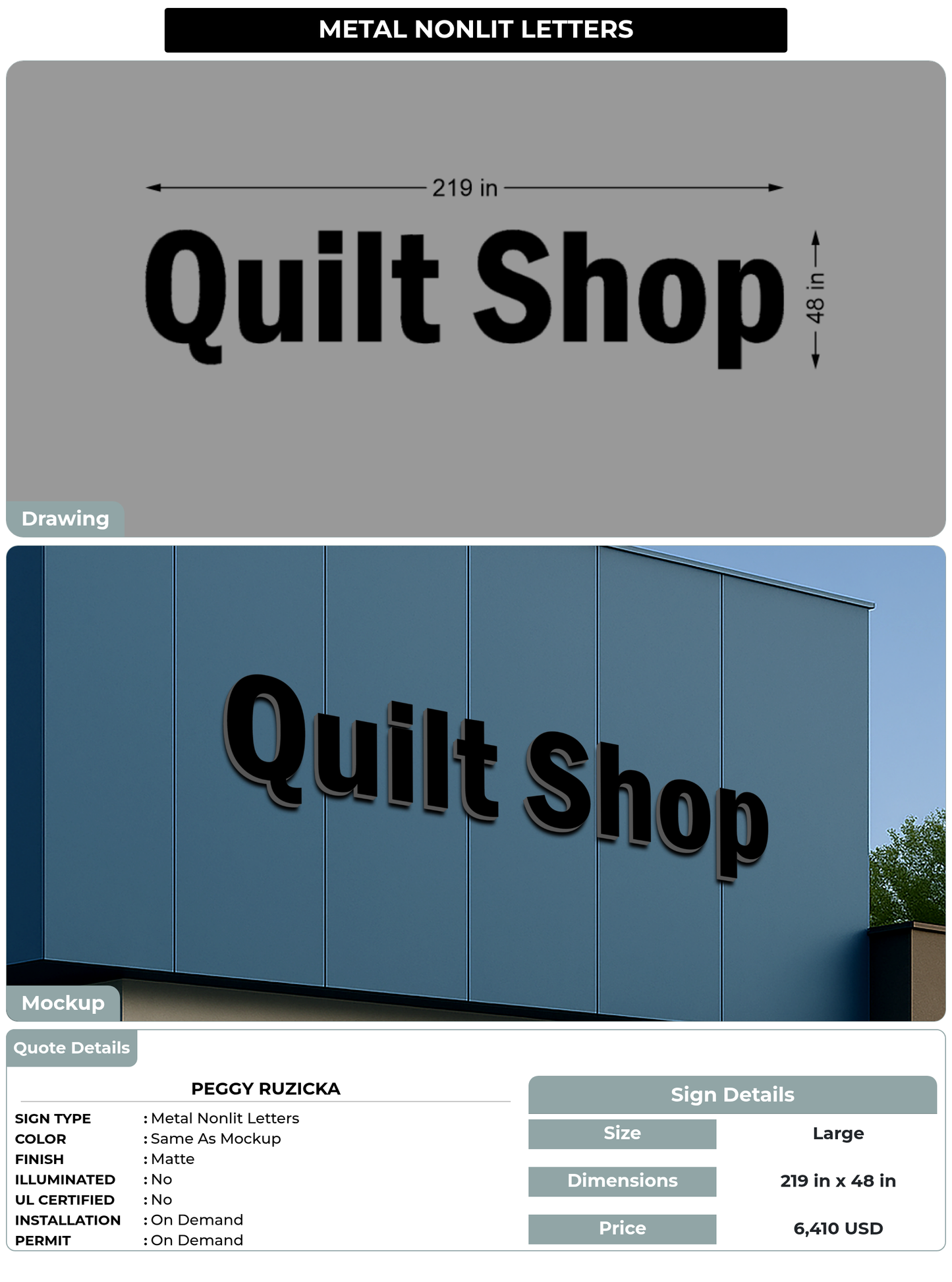 CUSTOM MOCKUP SIGN FOR peggy ruzicka