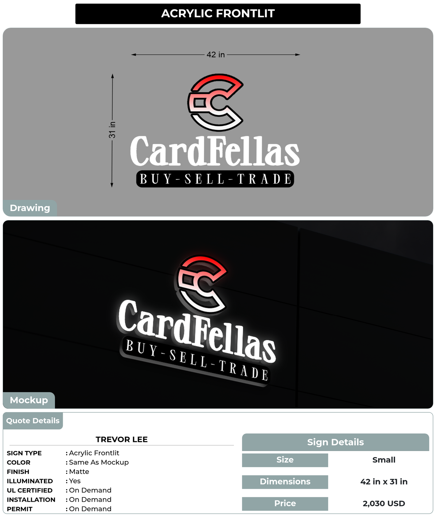 CUSTOM MOCKUP SIGN FOR Trevor Lee