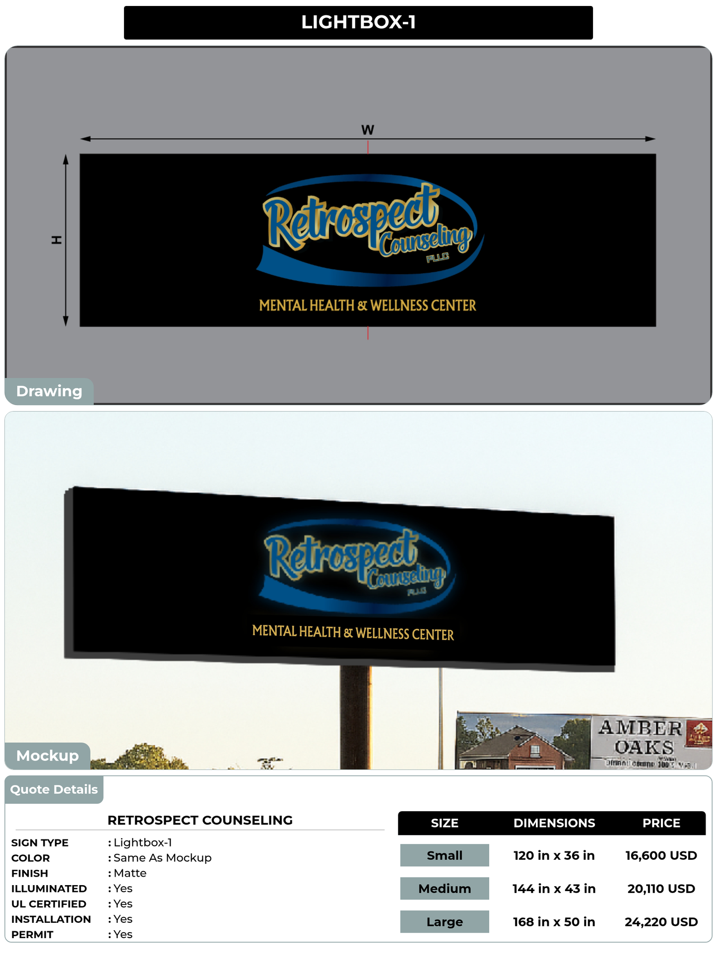 CUSTOM MOCKUP SIGN FOR Retrospect Counseling