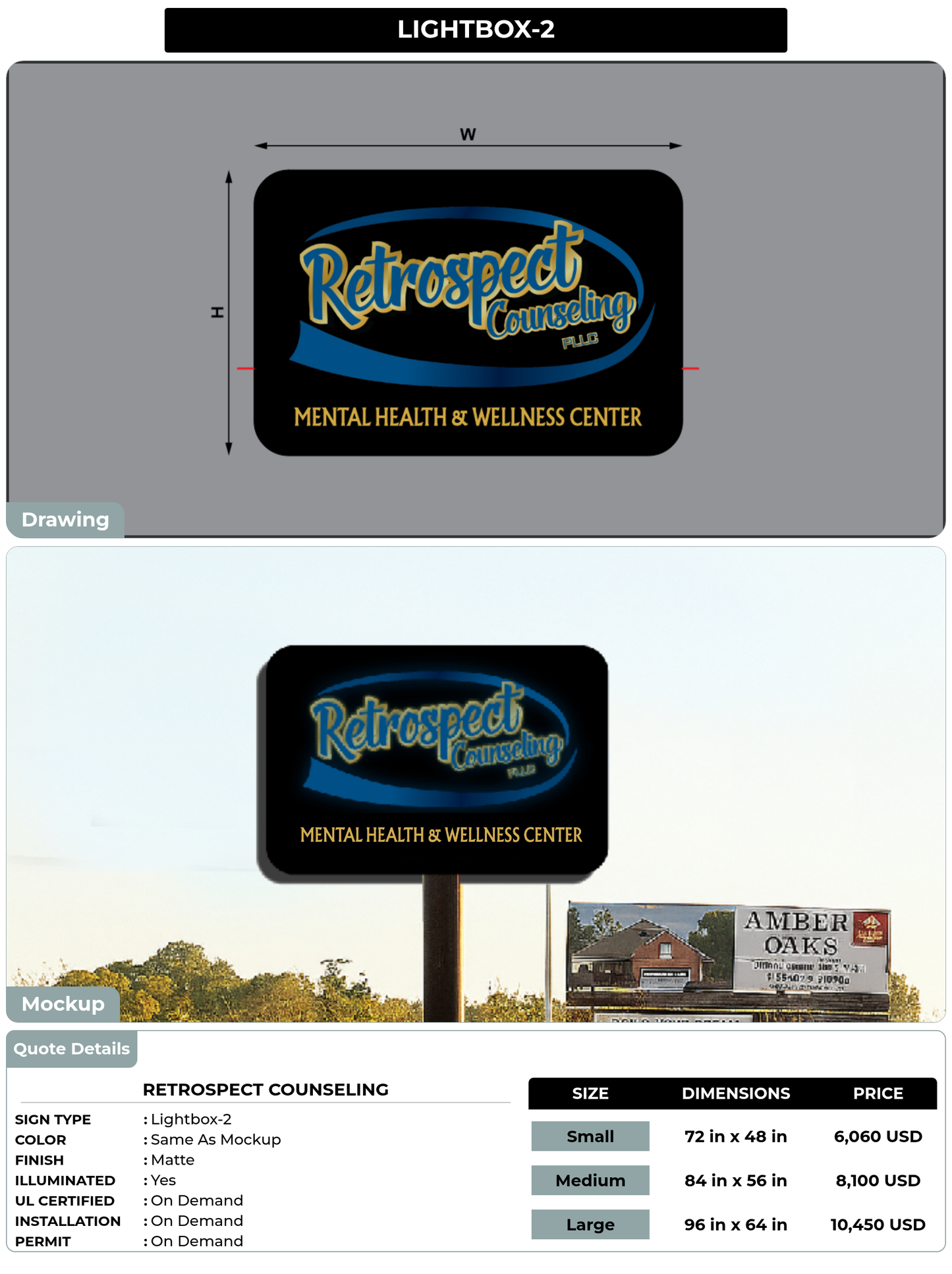 CUSTOM MOCKUP SIGN FOR Retrospect Counseling
