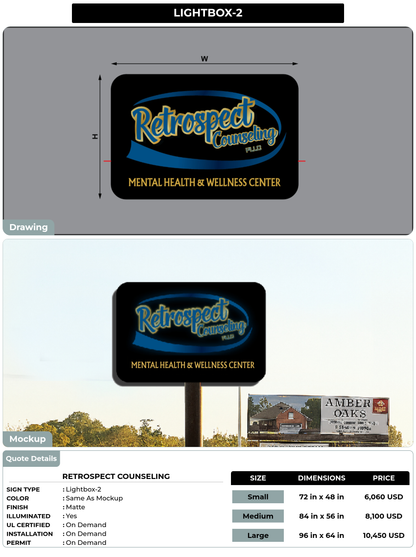 CUSTOM MOCKUP SIGN FOR Retrospect Counseling