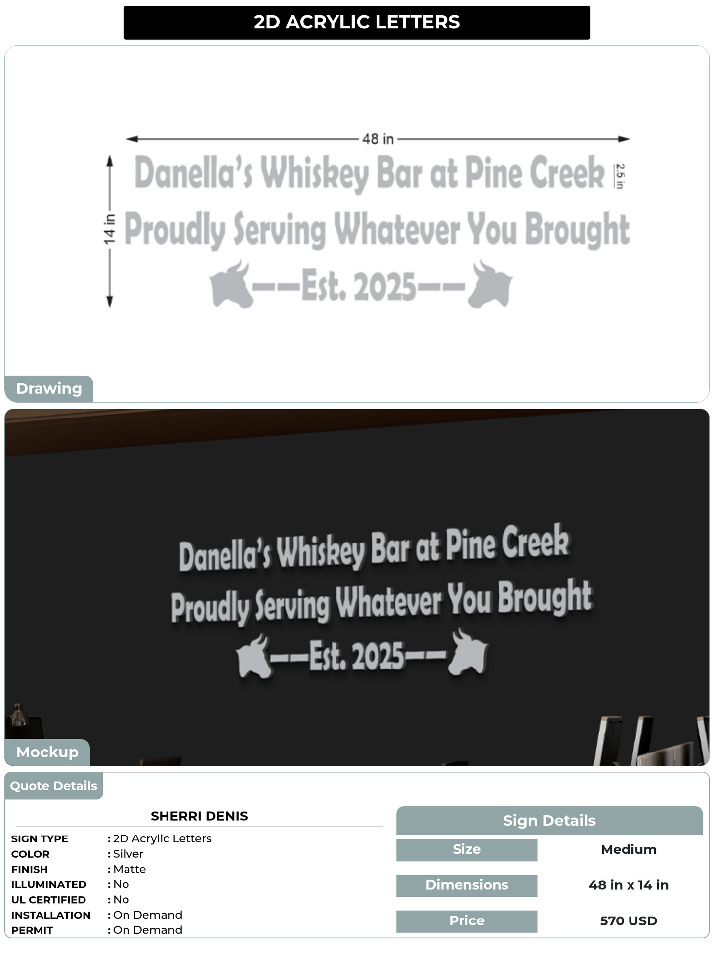 CUSTOM MOCKUP SIGN FOR sherri Denis