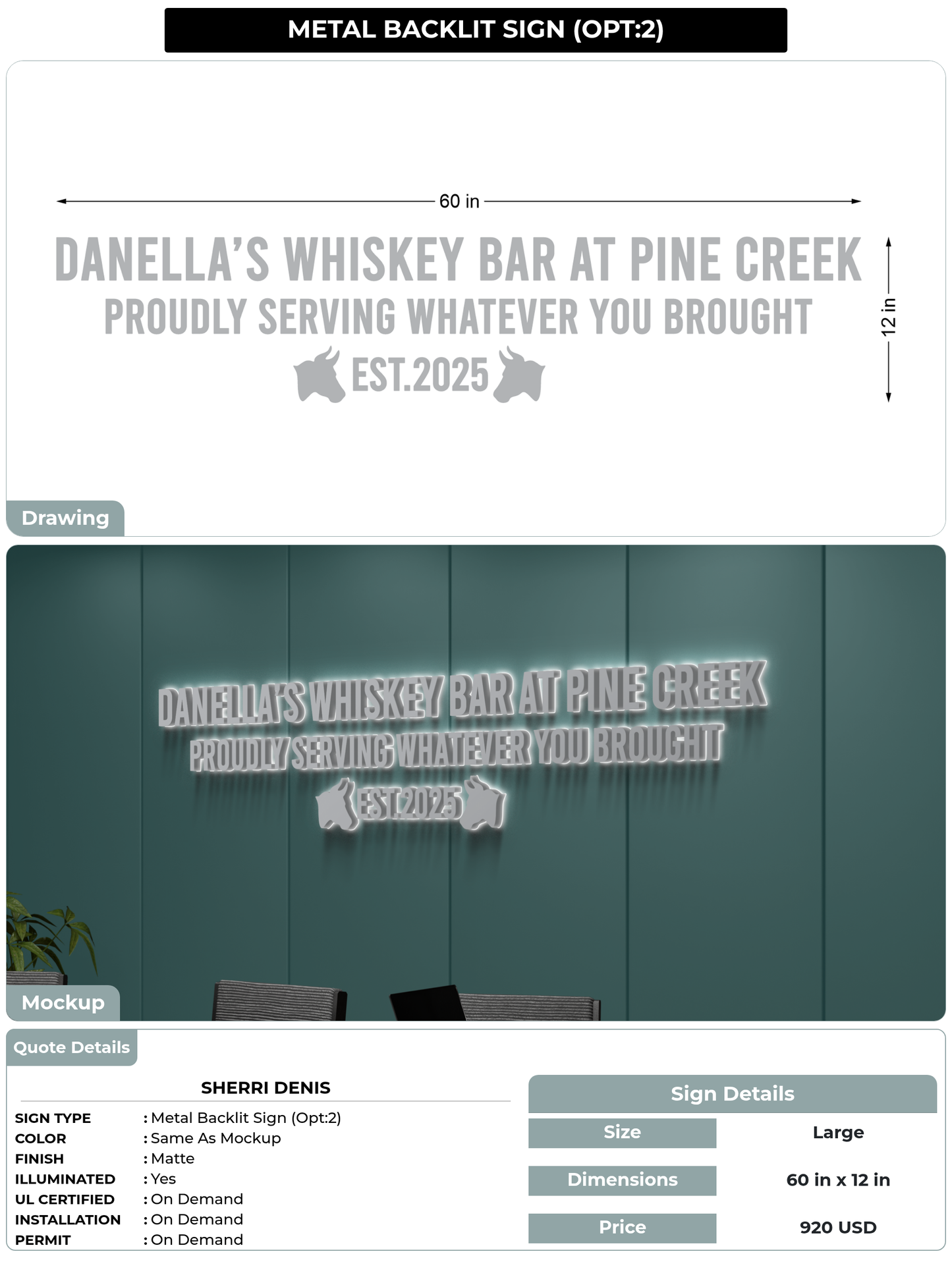 CUSTOM MOCKUP SIGN FOR sherri Denis