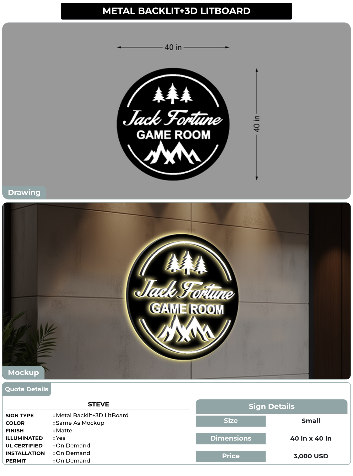 CUSTOM MOCKUP SIGN FOR Steve