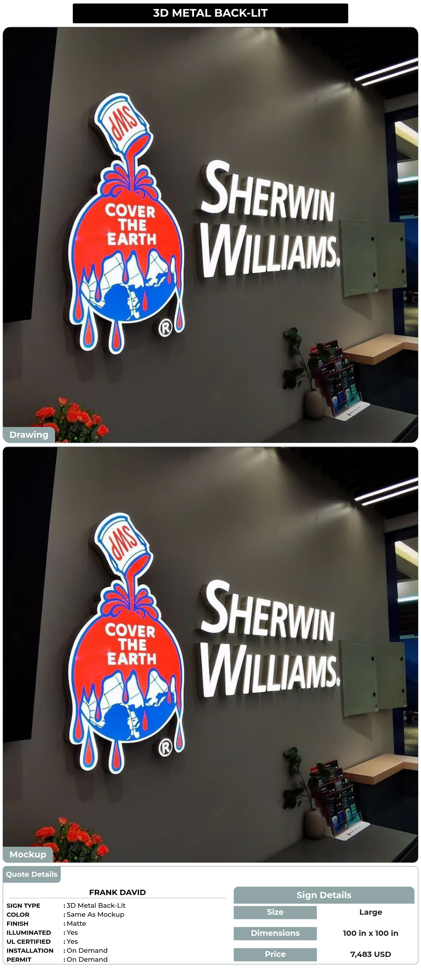 CUSTOM MOCKUP SIGN FOR Frank David