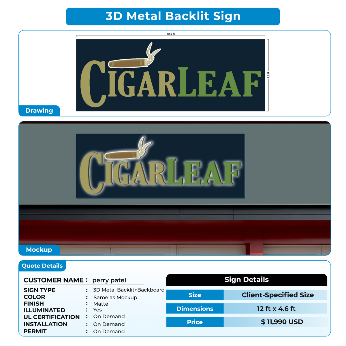 custom signs for perry patel