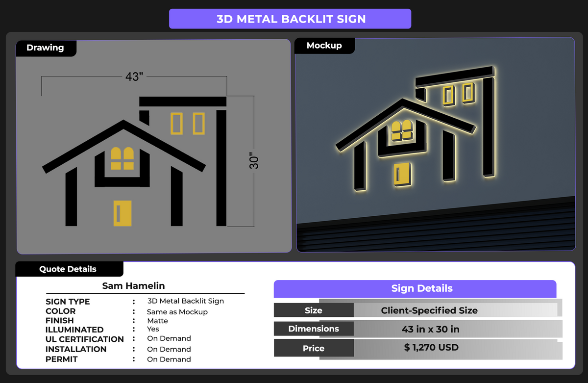 Custom Signs for Sam Hamelin